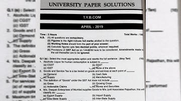 Tybcom sem-6 | Indirect tax April-2019 Question paper with solution #goodsandservicestax #tybcom