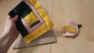 A logcabin quilt patch, a scrap bird, and a friendly exchange