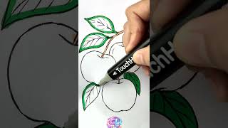 So Satisfying Apple Coloring 🍏 Relaxing Drawing #shorts#coloringfruit