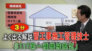 ♯11【第一種機械換気】排気と給気の両方に送風機を設置して、室内の気圧をコントロール！【よく出る解説 管工事施工管理技士／日建学院】