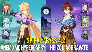 C6 Anemo Traveler Hypercarry & C1 Heizou Aggravate - Spiral Abyss 4.2 - Genshin Impact