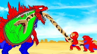 Rescue SHIN GODZILLA &amp; KONG From GIANT PYTHON: The Battle Against Digestive System - FUNNY CARTOON