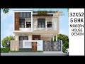 32x52 5BHK 3D Latest House Plan With Elevation Design | North Facing Design | Gopal Architecture