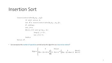 Recursive insertion sort analysis - Discrete Math for Computer Science