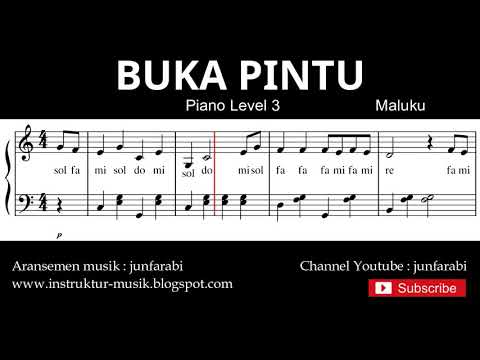 Nada Lagu Buka Pintu - Not Balok Tutorial Piano Tingkat 3 - Not Lagu Daerah Indonesia - Instrument