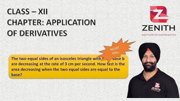 The two equal sides of an isosceles triangle with fixed base b are decreasing at the rate of 3 cm p