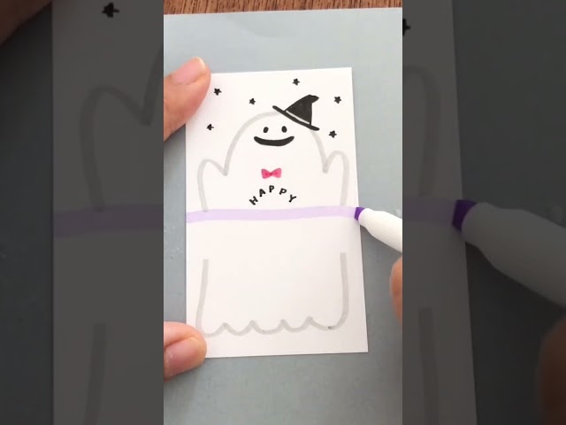 【手書き】簡単おばけのハロウィンカードNEW!