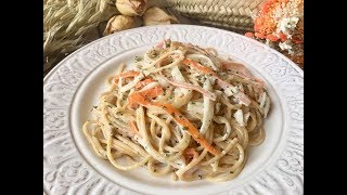 Receta De Espaguetis Con Surimi Y Champiñones Buenísima Youtube