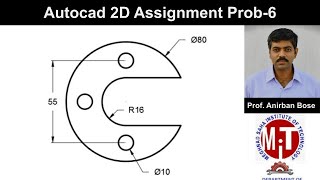 Autocad Class Assignment 2D Problem 6
