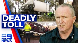 Police issue warning as Victoria’s road toll surges to 16-year high | 9 News Australia