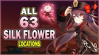 All 63 Silk Flower Locations - Efficient Farming Route - Hu Tao & Xingqiu Ascension Material