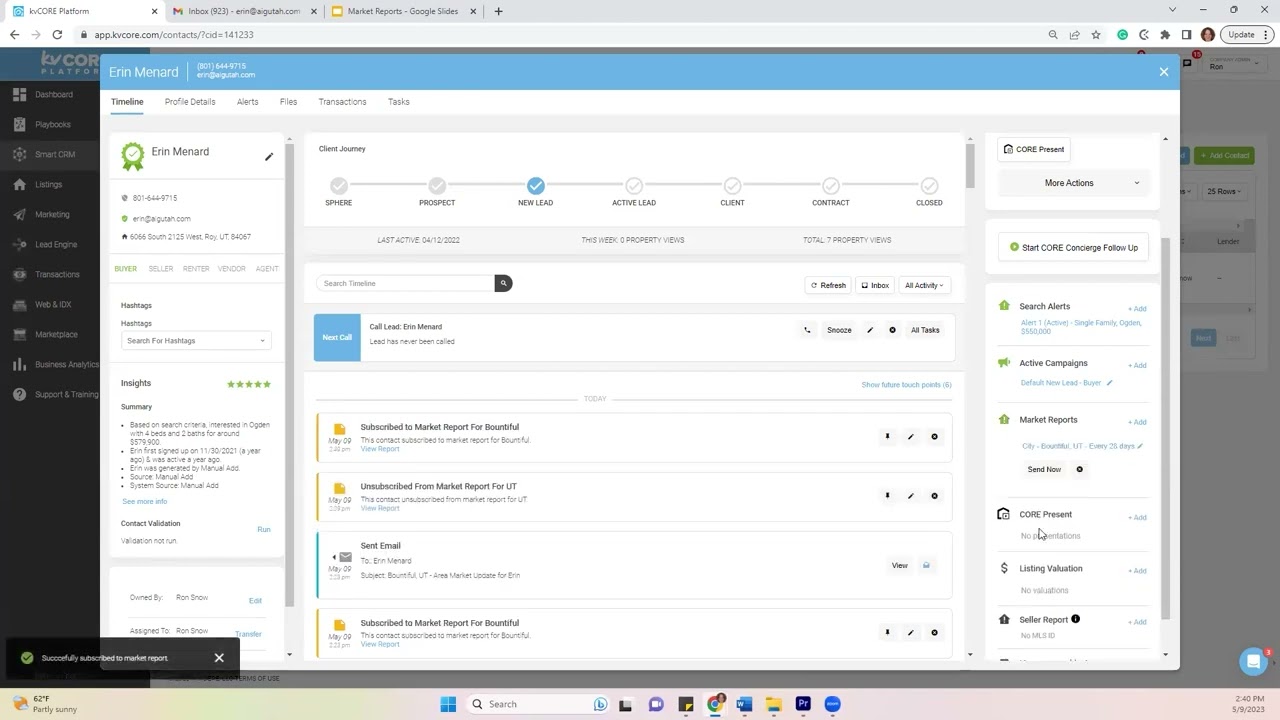 kvCORE Market Report Emails