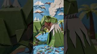 Everything Breaks Again 💥🦖 #shorts|  Paper Art Stop-motion by WOOHA