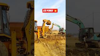 JCB vs Excavator Heavy Mud Loading | Satisfying Construction Work | Real Machine Power 💪 #shorts