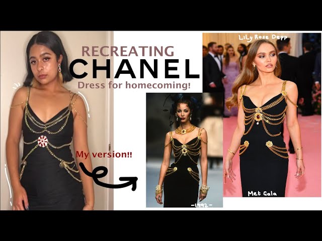 I recreated LilyRose Depp met gala dress 5 hours before homecoming! | DIY vintage  Chanel 1992 dress! - YouTube