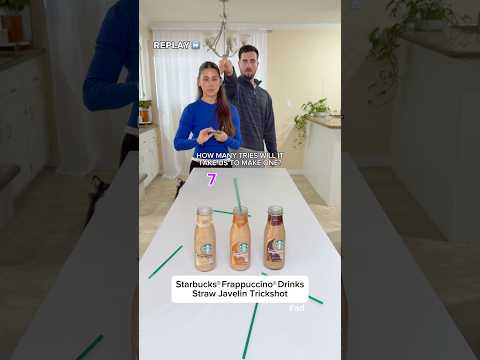 Starbucks®️Frappuccino®️Drinks Straw Javelin Trickshot 🤯 @starbucks #ad  #starbuckscreator