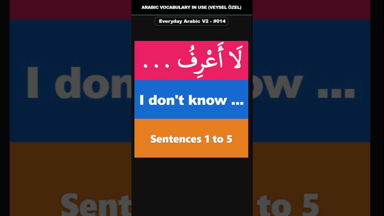 Everyday Arabic V2 Shorts #014 (1–5) | لَا أَعْرِفُ ... | I don't know ...