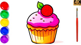 Küçük Çocuklar İçin Sevimli Cupcake Resmi Nasıl Çizilir, Kolay Cupcake Çizimi, Kolay Çizimler