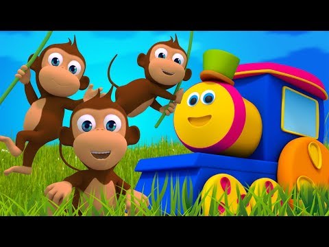 Bob el tren | cinco pequeños monos | españolas rimas para niños | mono rimas | Five Little Monkeys