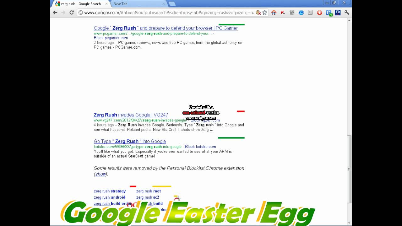 Googles Easter Egg Zerg Rush Youtube