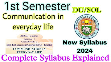 1st Sem Communication in everyday life syllabus explained | full syllabus for all UG Course Students