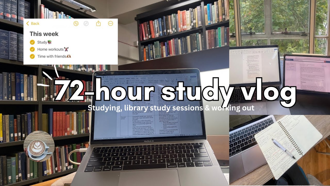 study vlog 📚 LOCK IN with me for 72 hours, law student life, library study sessions & gym 📚🍵
