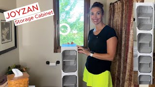 JOYZAN Slim Bathroom Storage Cabinet with Wheels and Doors #BathroomStorage#SlimCabinet#SmallSpace