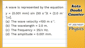 HCV: A wave is represented by the equation y=(0.001) sin (50 s–1)t  + (2.0 m–1)x]. The wave velocity
