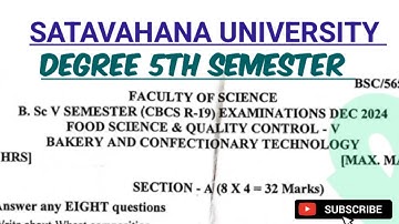 5th Sem Food science and quality control 2024 year December question paper Satavahana University
