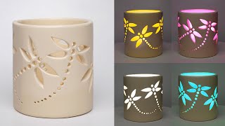 Table lamp Flower Vase making || Lighting corner Flower vase || Cement flower vase