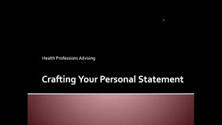 Personal Statement Workshop (Jan 2022)