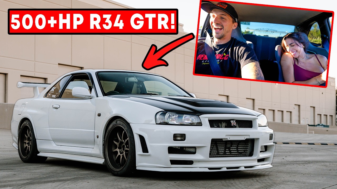 Реакция жены на мой полностью собранный R34 GTR мощностью более 500 л.с.!