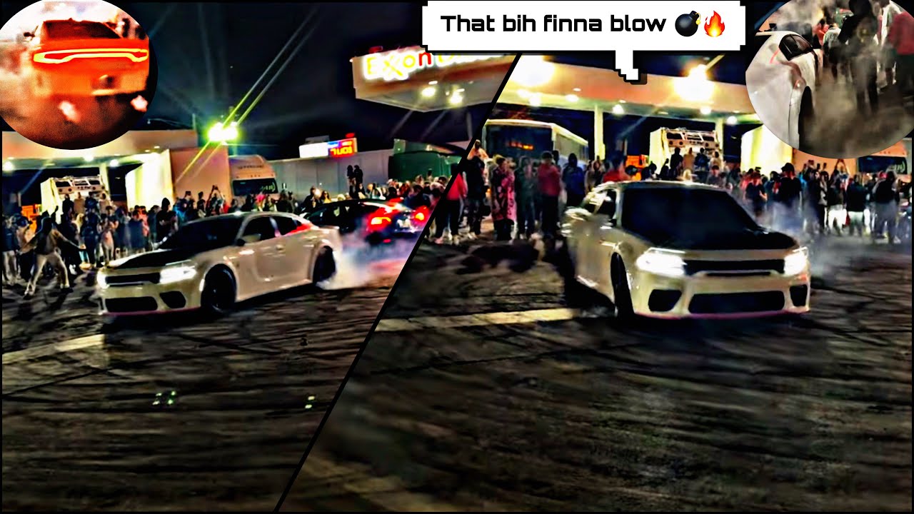 FLAME TUNED HELLCAT CATCHES FIRE DURING ILLEGAL TAKEOVER ** WE WENT ON ...
