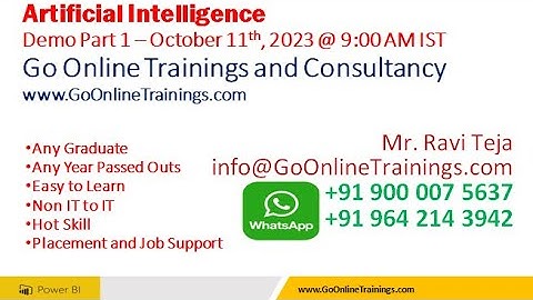 Artificial Intelligence Demo Part1 -  October 11th 2023 | Bhaskar Jogi | Go Online Trainings|