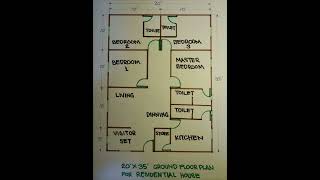 20'X35' GROUND FLOOR PLAN FOR RESIDENTIAL HOUSE #ofw #shortsviral #shorts #residential #20'X35'plan