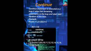 continue statement in c++ programming language study with example.Important in c++ programming study