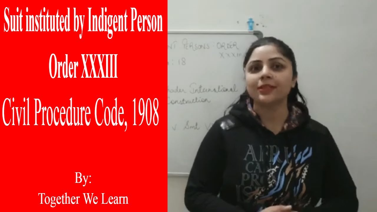 Suits by indigent persons | pauper suit | order 33 | CPC - YouTube