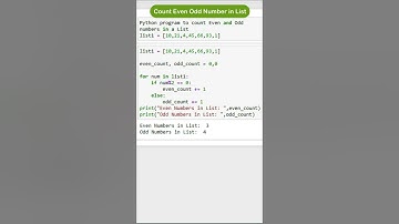 Count Even odd number in list using python program #shorts  #ytshorts #education #pythonprogramming