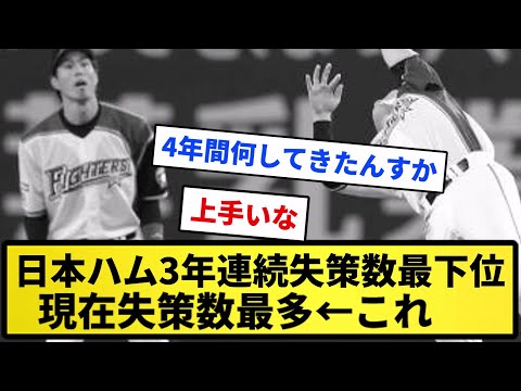【なにしてたん...】日本ハム3年連続失策数最下位　現在失策数最下位←これ【反応集】【プロ野球反応集】【2chスレ】【5chスレ】