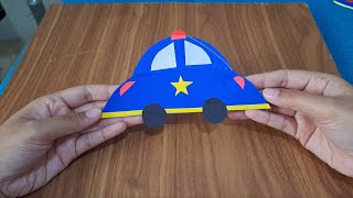 Kerajinan Anak TK PAUD SD Tema Kendaraan / Cara Mudah Membuat Mobil Polisi Origami / Hand Craft