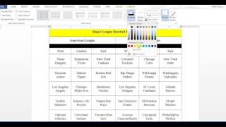 Creating Tables in Microsoft Word Activities 1C, 1D and 1E