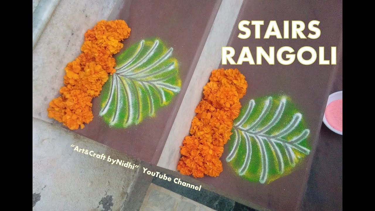 Stairs Rangoli for Diwali Leaf Rangoli Designs for Stairs YouTube