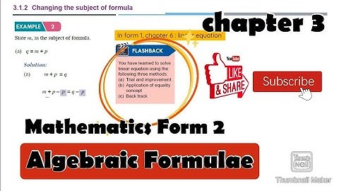 Algebraic Formulae Mathematics Form 2 KSSM chapter 3