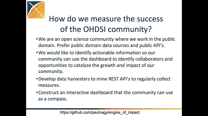 OHDSI Engine of Impact Project (Paul Nagy  March 8...