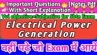 Electrical Power Generation All Question 2021,2020,2019,2018||SBTE Exam 2022||3rd sem PYQ||#sbte