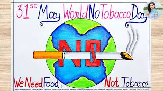 World No Tobacco Day Poster Drawing | How to Draw No Smoking Drawing | No Tobacco Day Drawing Easy