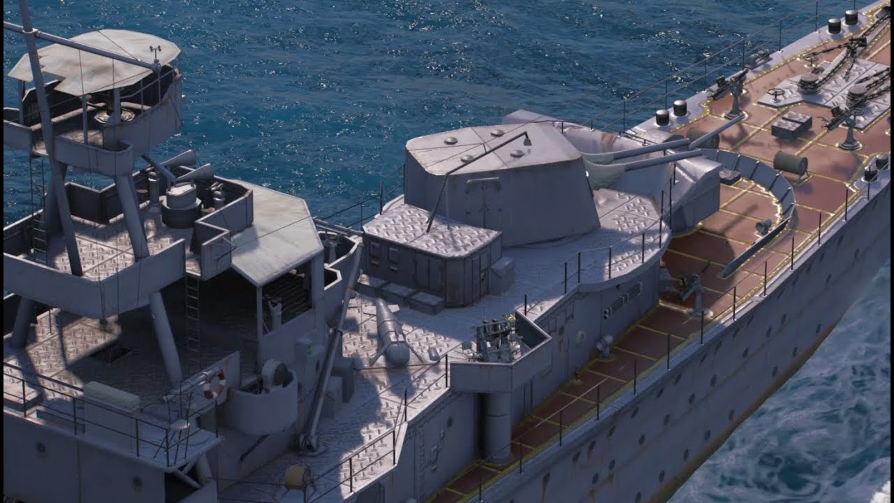 巡洋艦 夕張の動画【001】_砲撃（Cruiser YUBARI 001/крейсер