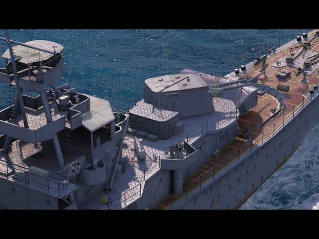 巡洋艦 夕張の動画【001】_砲撃（Cruiser YUBARI 001/крейсер