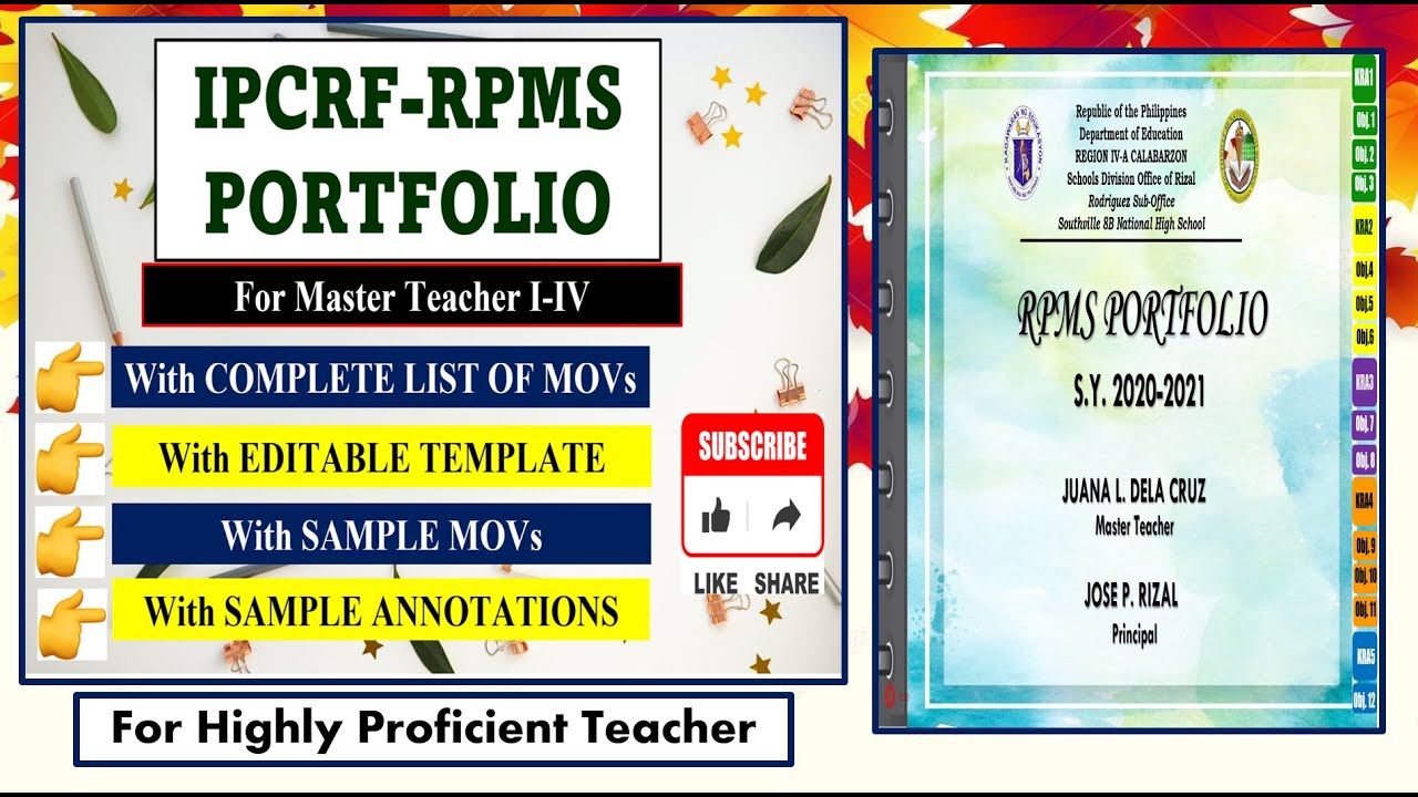 E-RPMS (IPCRF) PORTFOLIO S.Y. 2020-2021 // For Highly Proficient Teachers (...