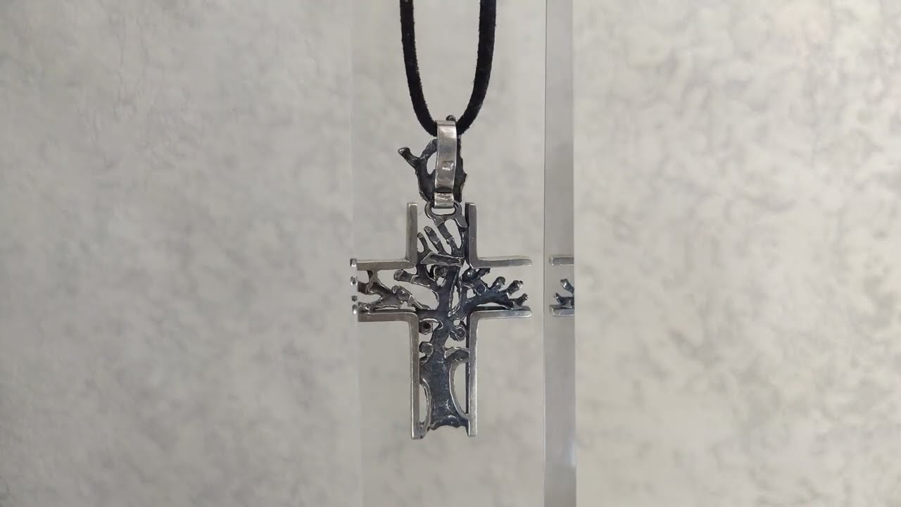 Elegant Sterling Silver Cross Pendant with Branch Shape - Armenian Christian Jewelry ALS0146